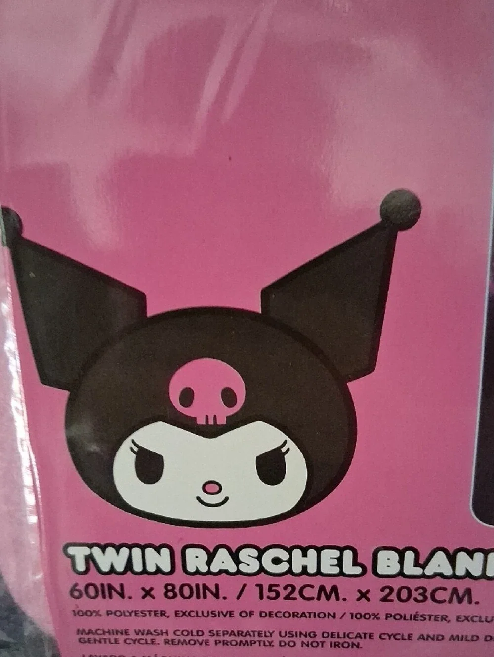 NWT Sanrio Kuromi Twin Raschel Blanket 60x80 Pink Black Northwest